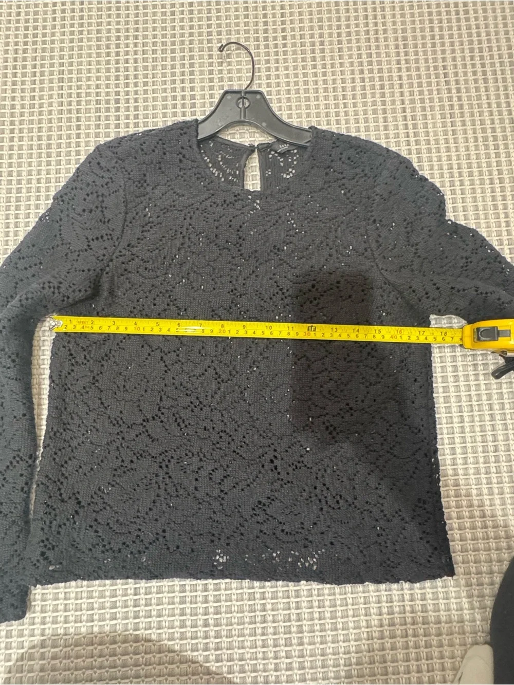 Zara Women’s Black Crochet Long-Sleeve Top